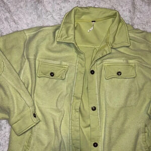 Free People Ruby Shacket Shirt Jacket Size Medium Neon Yellow / Lime Green